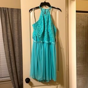David’s Bridal Short Bridesmaid Dress Size 18 New Never Worn Color Spa Blue
